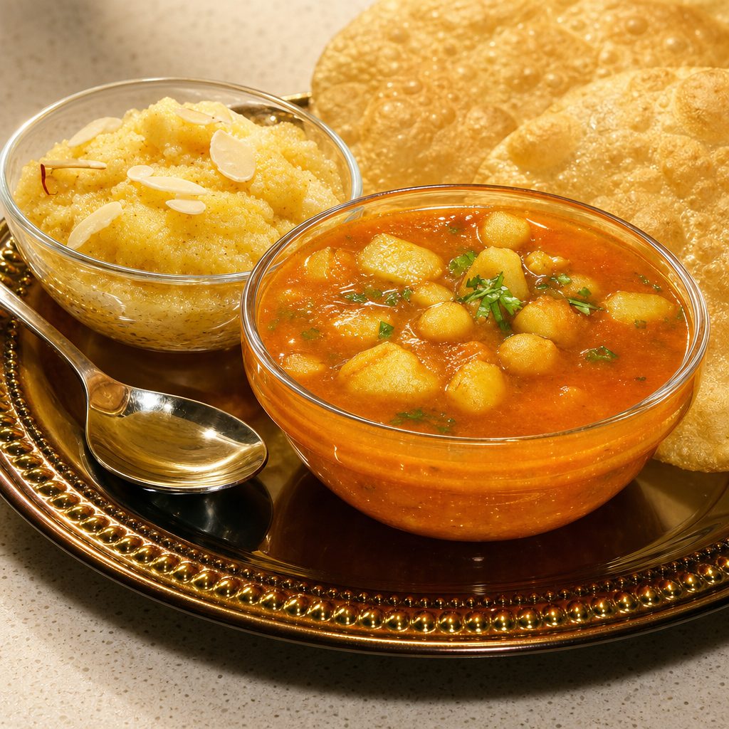 Halwa Poori With Choley.